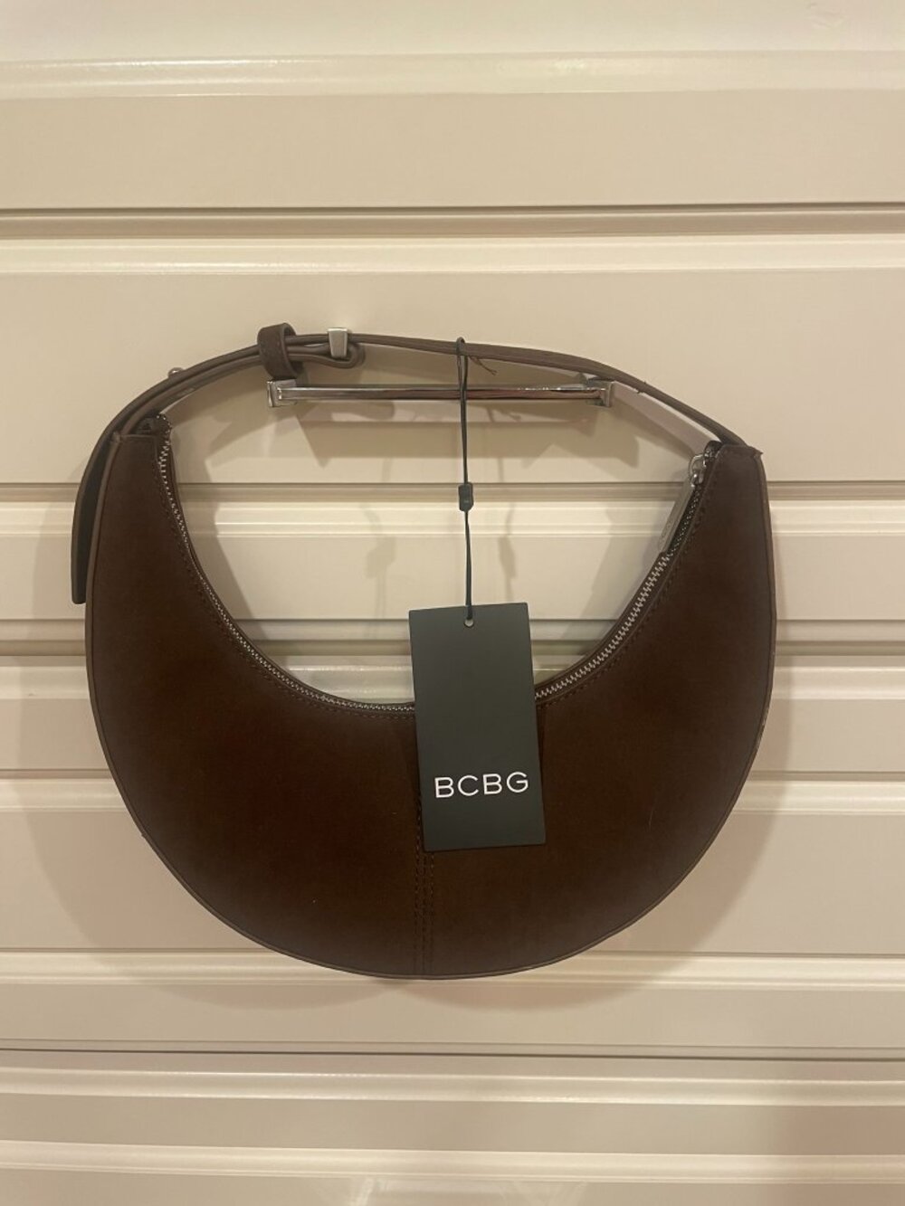 BCBG chocolate brown suede handbag